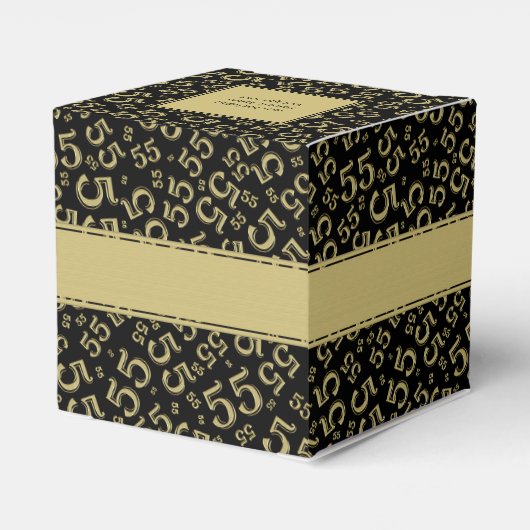 55th誕生日パーティー金ゴールド/黒い数字パターン フェイバーボックス (裏面サイド)