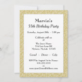 55th誕生日パーティー、金ゴールド/ホワイトナンバーパターン 招待状 (正面)