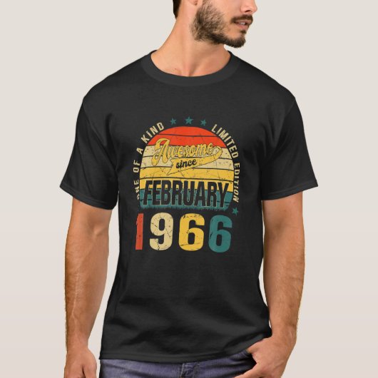 55th誕生日ヴィンテージ1966年2月レトロ55年 tシャツ (正面)