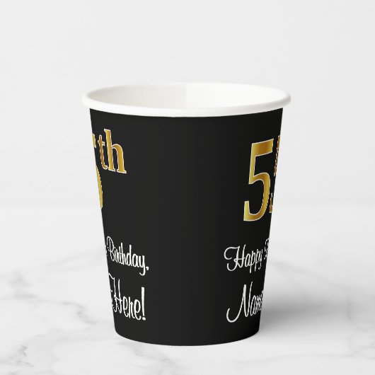 55th誕生日-エレガント豪華なフェイク金ゴールドルック# 紙コップ (左)