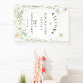 55th Birthday Banner April Birth Flower Daisy 横断幕 (インサイチュ)