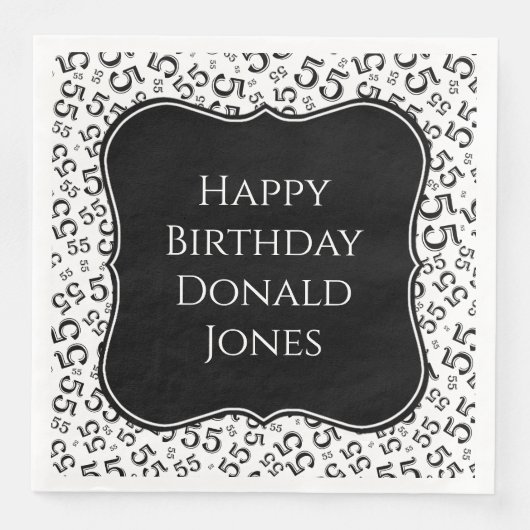 55th Birthday Black/White Bracket Number Pattern (正面)