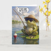55th Birthday Frog Fishing on Lily Pad カード (黄色い花)