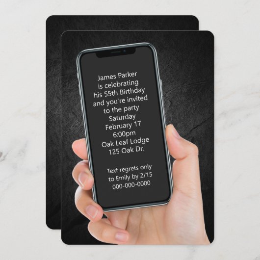 55th Birthday Party文字 招待状 (正面/裏面)