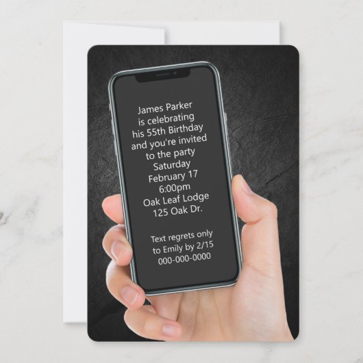 55th Birthday Party文字 招待状 (正面)