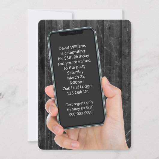 55th Birthday Party文字 招待状 (正面)