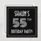 55th Birthday Party:アールデコスタイル(名前をカスタムする付) 招待状 (正面/裏面)