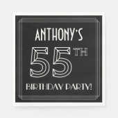 55th Birthday Party:アールデコスタイル+名前をカスタムする スタンダードランチョンナプキン (正面)