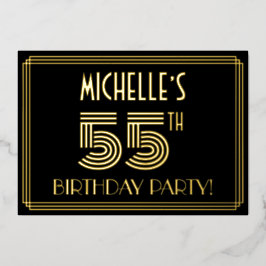 55th Birthday Party —アールデコスタイル「55」 +名前 箔招待状