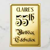 55th Birthday Party – スクリプエレガントト+名前をカスタムする 箔招待状 (正面)
