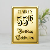 55th Birthday Party – スクリプエレガントト+名前をカスタムする 箔招待状 (立ち正面)