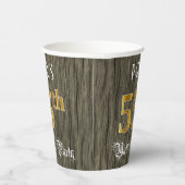 55th Birthday Party — フェイク金ゴールド&ウッドフェイク・ルックス 紙コップ (右)