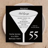 55th Birthday Party Invitation 55 in Black 招待状