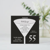 55th Birthday Party Invitation 55 in Black 招待状 (スタンド正面)
