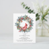 55th Birthday Party Red Cardinal Wreath インビテーションポストカード (スタンド正面)