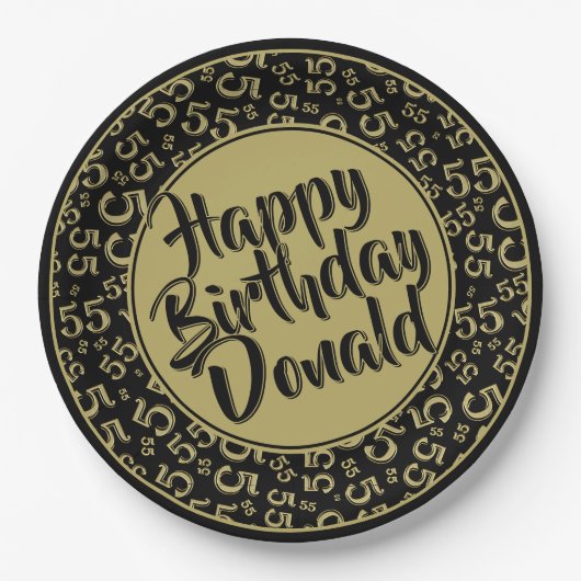 55th Black/Gold Random Number Pattern ペーパープレート (正面)