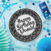 55th Black/White Random Number Pattern ペーパープレート (パーティー)