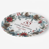 55th Emerald Wedding Anniversary Elegant Winter ペーパープレート (アングル)