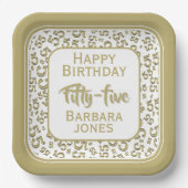 55th Party Random Number Pattern Gold/White ペーパープレート (正面)