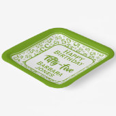 55th Party Random Number Pattern Green/White ペーパープレート (傾斜あり)