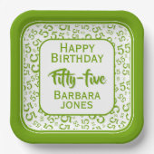 55th Party Random Number Pattern Green/White ペーパープレート (正面)