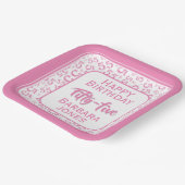 55th Party Random Number Pattern Pink/White ペーパープレート (傾斜あり)