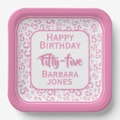 55th Party Random Number Pattern Pink/White ペーパープレート (正面)