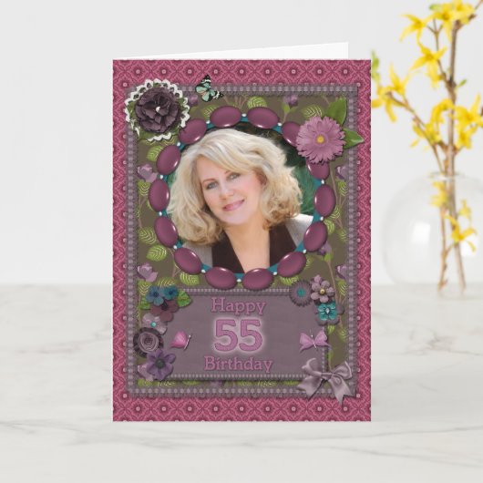 55th Photo card for a birthday カード (黄色い花)