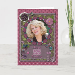 55th Photo card for a birthday カード