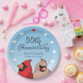 55th Wedding Anniversary, Cardinal Pair ペーパープレート (パーティー)