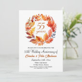 55th Wedding Anniversary Fall Floral Garland 招待状 (スタンド正面)