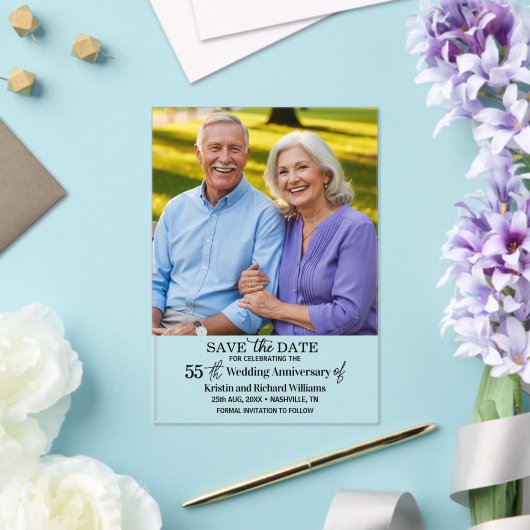 55th Wedding Anniversary Save the Date Photo アクリル招待状 (インサイチュ (ウェディング))