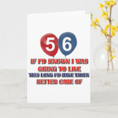 56おもしろい歳の誕生日 カード (黄色い花)
