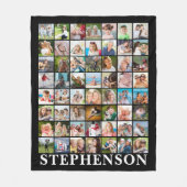 56パーソナライズされたフォトコラージュ黒 フリースブランケット (正面)