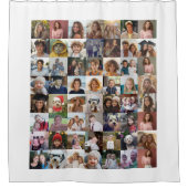 56フォトコラージュ – モダン白ミニマル色 シャワーカーテン (正面)