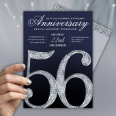 56周年記念ダイヤモンドシルバー紺モダン 招待状