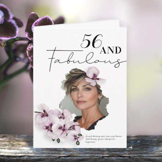 56才のお誕生日おめでとう オーキッド 写真 グリーティングカード