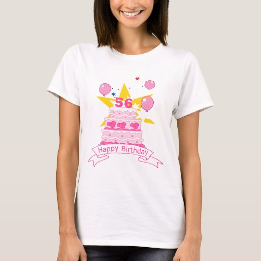56歳お誕生日ケーキ Tシャツ (正面)