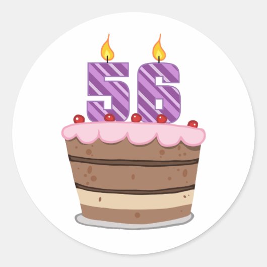 56歳のお誕生日ケーキ ラウンドシール (正面)