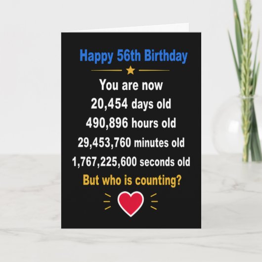 56歳の誕生日おめでとう!楽しいマイルストーンギフト カード (正面)
