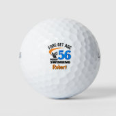 56歳の誕生日ゴルフギフト おもしろ ブルー記念品 ゴルフボール (正面)