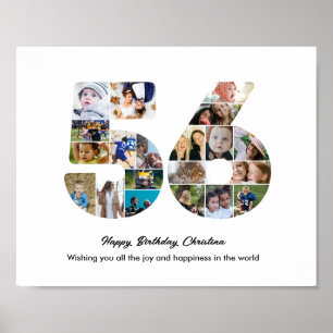 56歳の誕生日パーティー 数字の56 フォトコラージュ ポスター