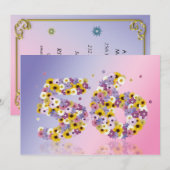 56歳の誕生日パーティー 花の文字付き 招待状 (正面/裏面)