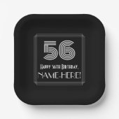 56番目の誕生日—インスパイアアールデコの外観:「56」 +名前 ペーパープレート (正面)