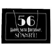 56番目の誕生日:インスパイアアールデコスタイル「56」、名前 ラージペーパーバッグ (裏面)