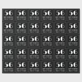 56番目の誕生日-インスパイアアールデコルック"56"，名前 ラッピングペーパー