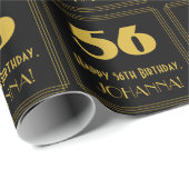 56番目の誕生日-インスパイアアールデコルック"56" & Name ラッピングペーパー (ロールコーナー)