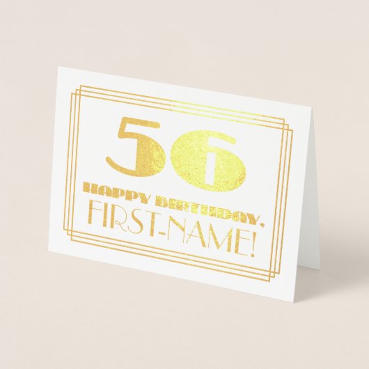 56番目の誕生日、名前+アールデコインスパイア「56」を見る 箔カード (正面)