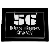 56誕生日インスパイア～アールデコルック"56" +名前 ラージペーパーバッグ (正面)