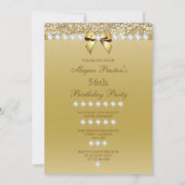 56誕生日クラシー金ゴールドハイトシークインズダイヤモンド 招待状 (裏面)